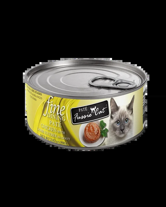 Fussie Cat Fine Dining Pate Chicken with Lamb Wet Cat Food 2.8oz