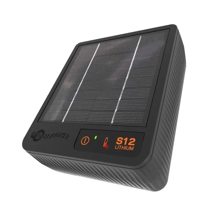 Gallagher S12 Lithium Solar Fence Energizer – Portable, 4 Mile Coverage, 0.12 Joules