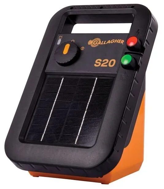 Gallagher S20 Portable Solar Fence Energizer – 12 Mile / 40 Acre, Lithium Battery