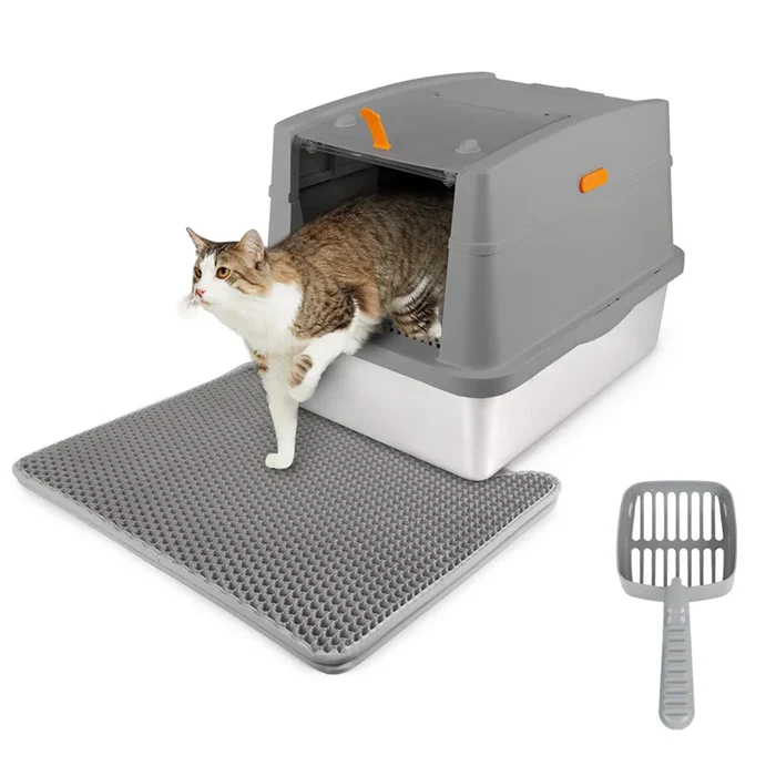 Go Fresh – Cat Litter Box Hooded Stainless Steel Base