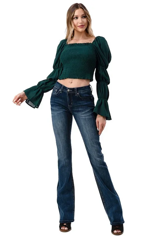 Grace in LA Women’s Western 3D Aztec Mid Rise Bootcut Jeans
