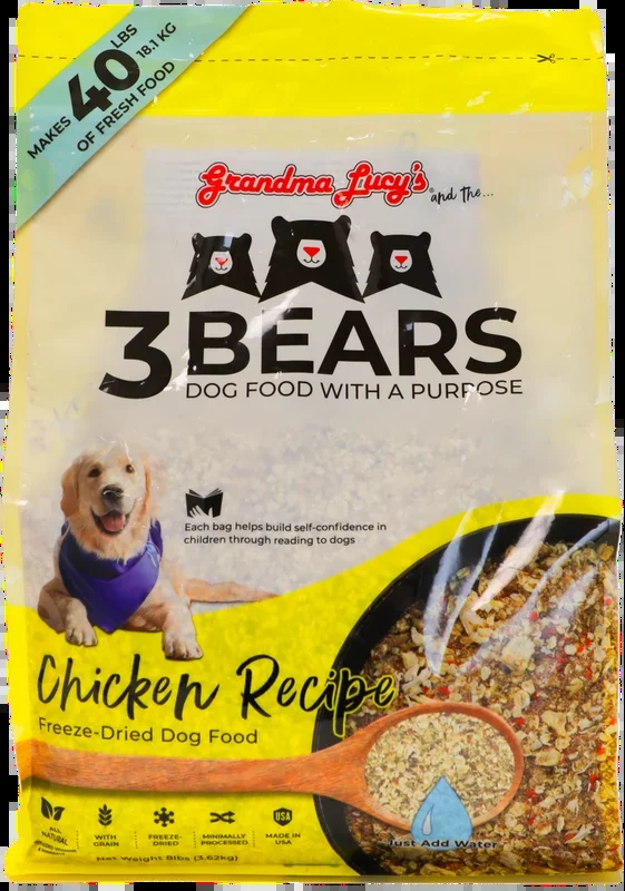 Grandma Lucy’s 3 Bears Chicken Freeze-Dried Dog Food, 8 lb