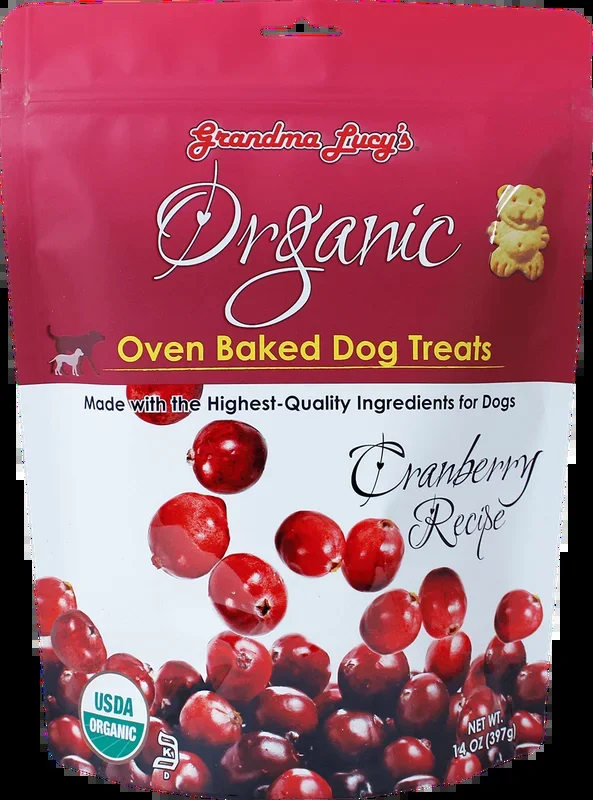 GRANDMA LUCY’S ORGANIC OVEN BAKED CRANBERRY FLAVOR DOG TREATS 14oz