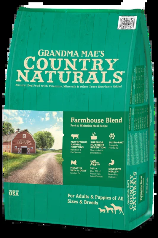 Grandma Mae’s Country Naturals Farmhouse Blend Pork & Fish Entrée Dry Dog Food