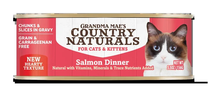 Grandma Mae’s Country Naturals GF Salmon Slices in Gravy Canned Wet Food For Cats 5.5oz/24