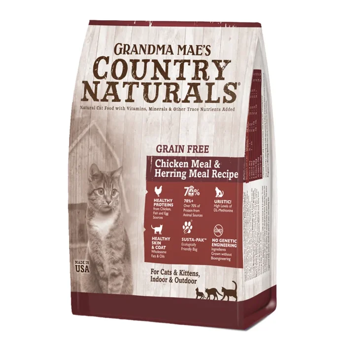 Grandma Mae’s Country Naturals Grain Free Dry Cat Food – Chicken & Herring – 3lb Bag