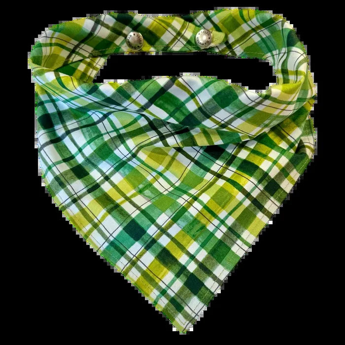 Green Plaid Dog Bandana – 1027