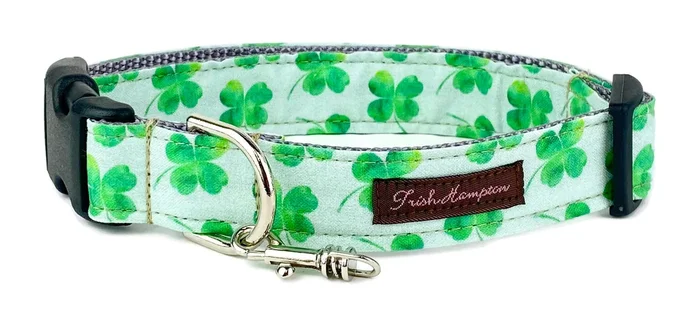 Green Shamrocks Dog Collar – 925
