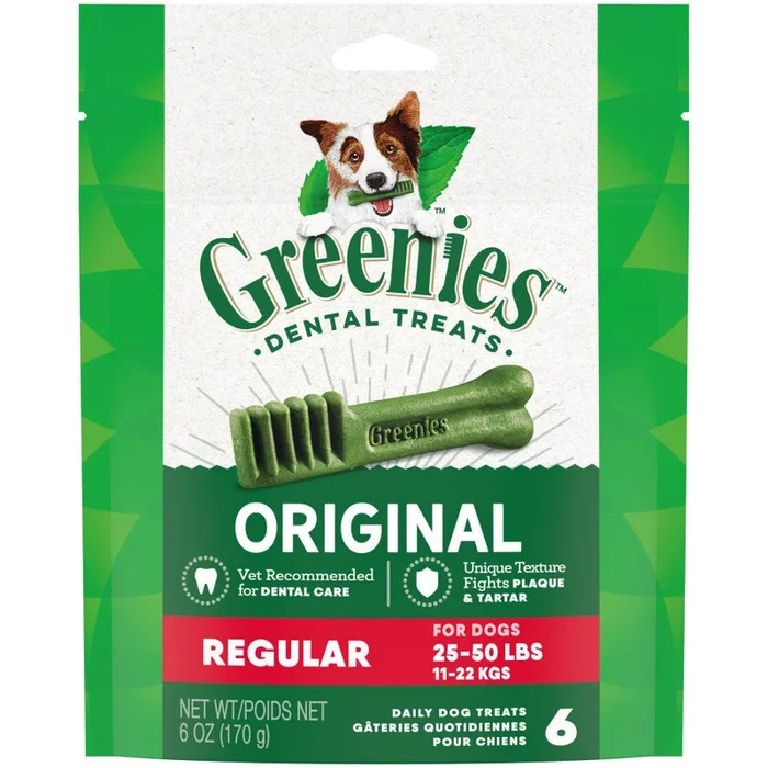 Greenies Dog Dental Treats Regular, Original 6 oz, 6 ct