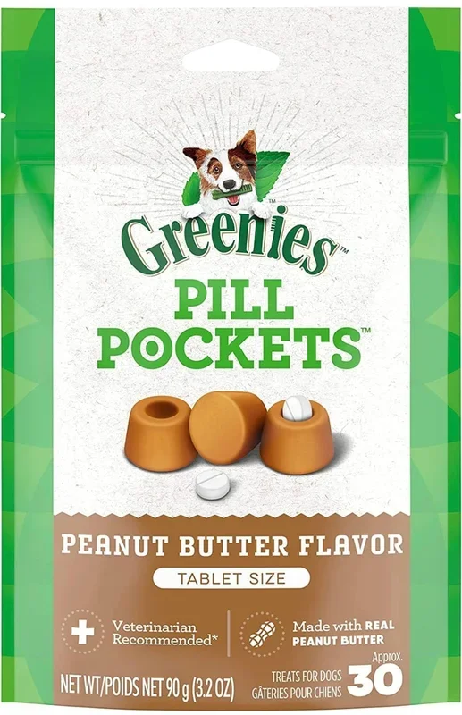 GREENIES Peanut Butter Flavored Tablet Pill Pockets, 30 Count