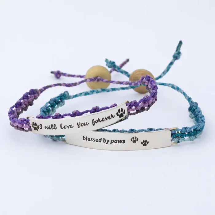 Hand Braided Paw Print Bracelet