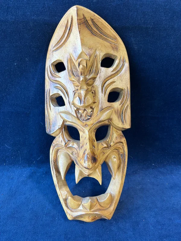 Hand Carved Wooden Tiki Tribal Face Wall Decor