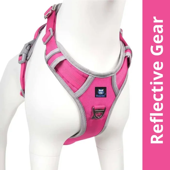Hank 3M Reflective Harness for Puller Dogs (Grey/Pink)