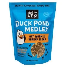 Happy Hen Duck Pond Medley Treats Oat Worm Shrimp Blend 2 lb Resealable Bag