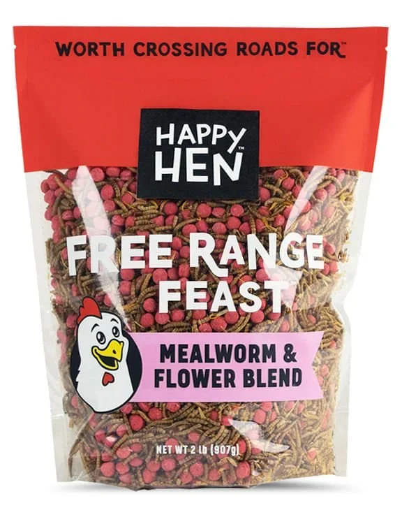 Happy Hen Free Range Feast Mealworm Blends for Chickens, 2 lb