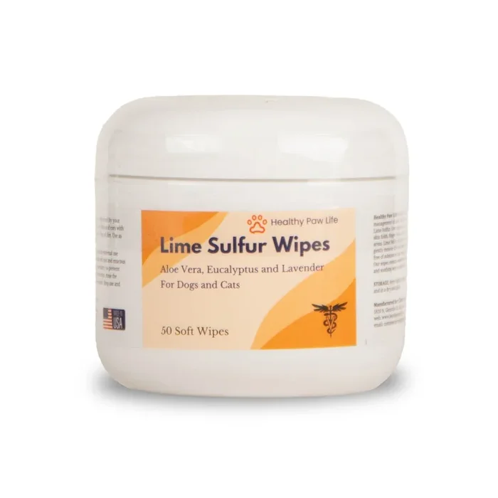 Healthy Paw Life’s Lime Sulfur Wipes (50 ct, 2″ Skin Soothe Wipes)