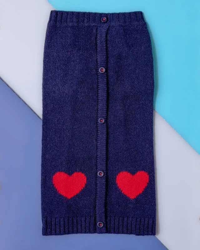 Heart Cardigan Dog Sweater in Navy (FINAL SALE)