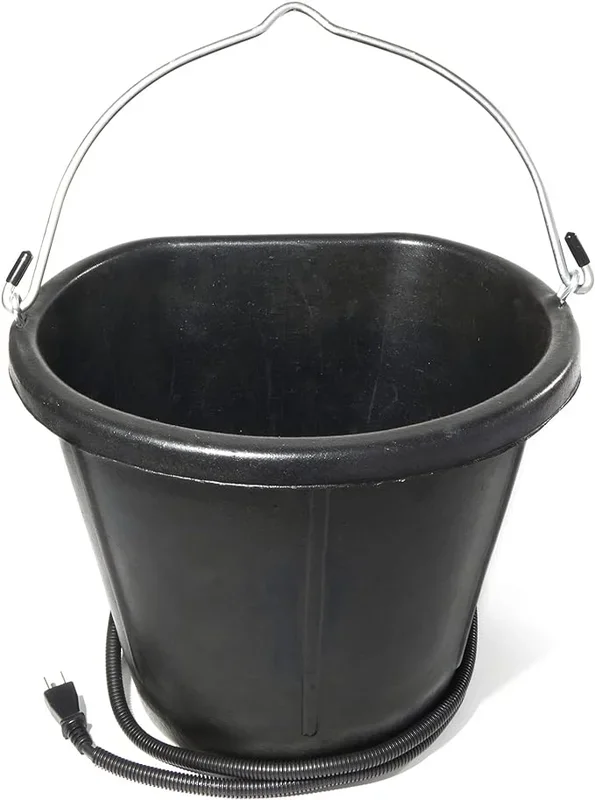 Heated Flat-Back Rubber Bucket for Livestock
