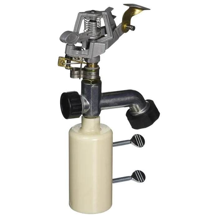 Heavy-Duty T-Post Irrigation Sprinkler Attachment, Brass/Zinc – Adjustable Spray for Garden, Yard, and Corrals, 90 ft Coverage