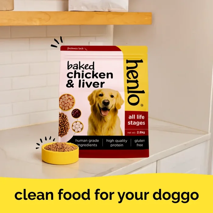 Henlo Baked Chicken & Liver Adult and Puppy Dog Dry Food | 100% human grade ingredients