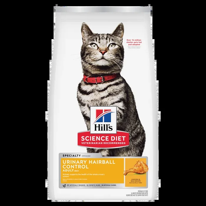 Hill’s Science Diet Adult Urinary/Hairball Control Dry Cat Food – Chicken & Rice – 7lb Bag