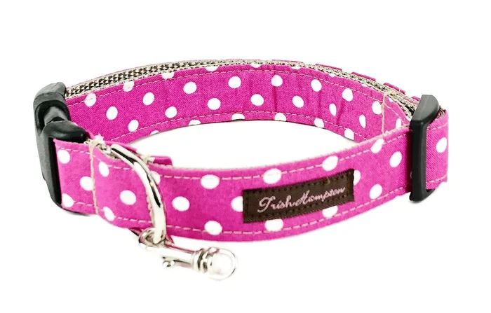 Hot Pink/White Polka Dot Dog Collar – 504