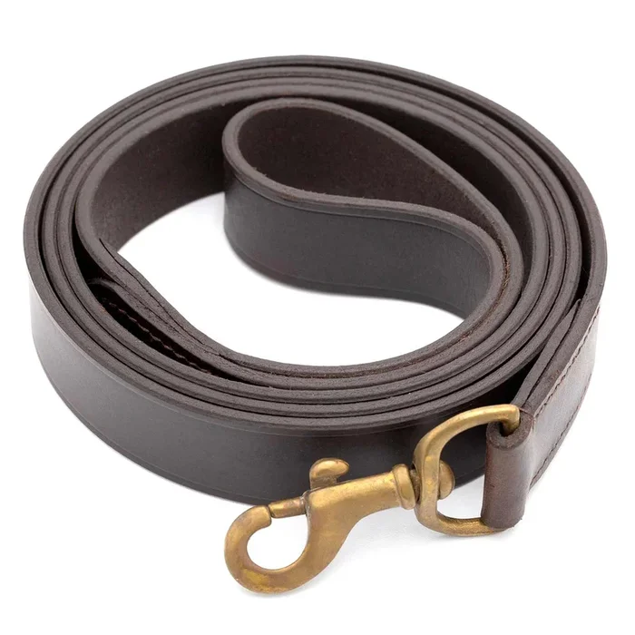 Jeffers Flat Leather Dog Leash with Hand Strap Handle, 6’L