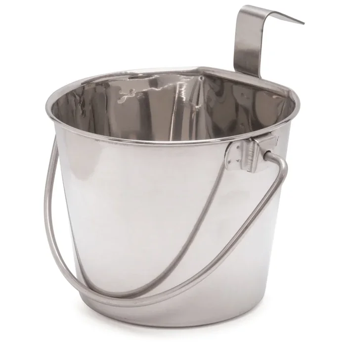 Jeffers Flat-Sided Stainless Steel Pails with Hook & Handle