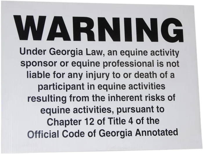 Jeffers Georgia State Equine Liability Signs, 24″ x 18″