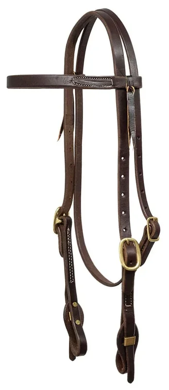 Jeffers Poplar Head Saddlery Oiled Harness Leather Browband Headstall with Easy-Change Slot Ends