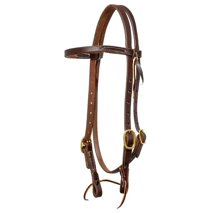 Jeffers Poplar Head Saddlery Oiled Harness Leather Browband Headstall with Waterloop Ends