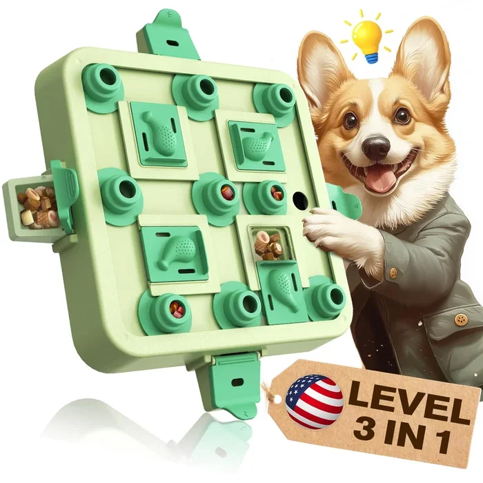 KADTC U.S. Brand & Design – 3 Levels of Challenge Dog Chess Puzzle Toy for Small/Medium/Large Smart Dogs Treat Puzzles Mental Stimulation Puppy Brain Stimulating Enrichment Christmas & New Year Gift