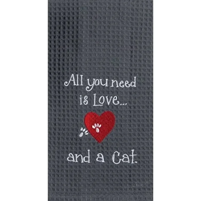 Kay Dee Designs – Meow Cat Love Embroidered Waffle Towel