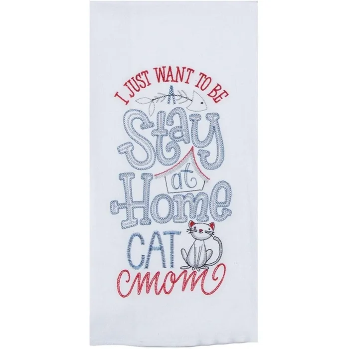 Kay Dee Designs – Stay at Home Cat Mom Embroidered Flour Sack Towel