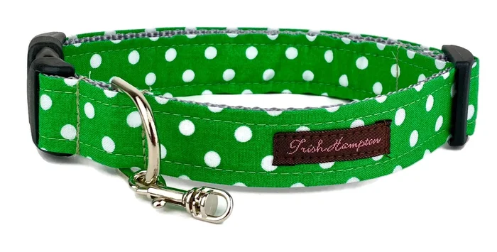 Kelly Green/White Polka Dot Dog Collar – 503