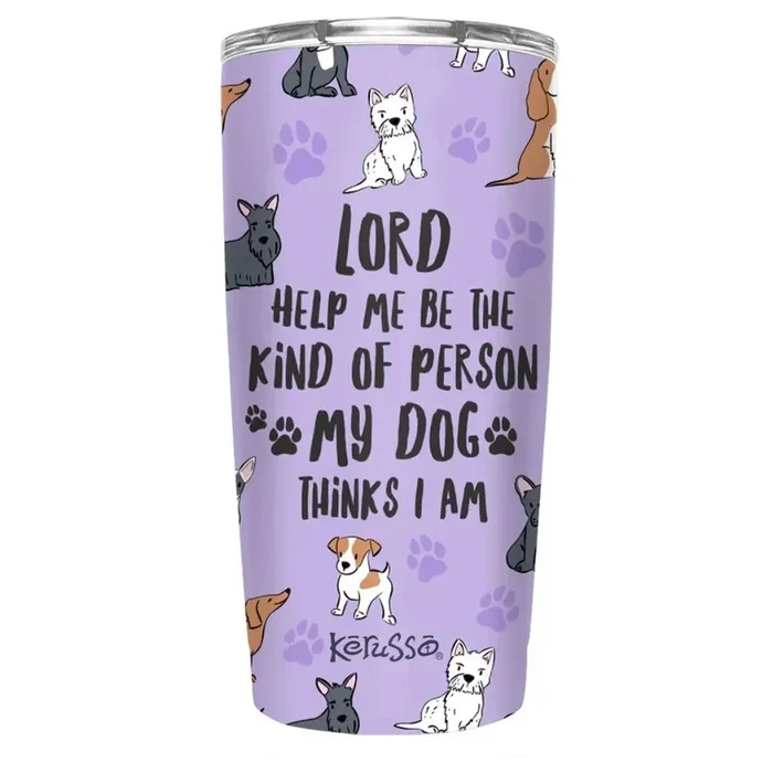 Kerusso – Travel Mug w/ Lid-My Dog Purple w/Dogs