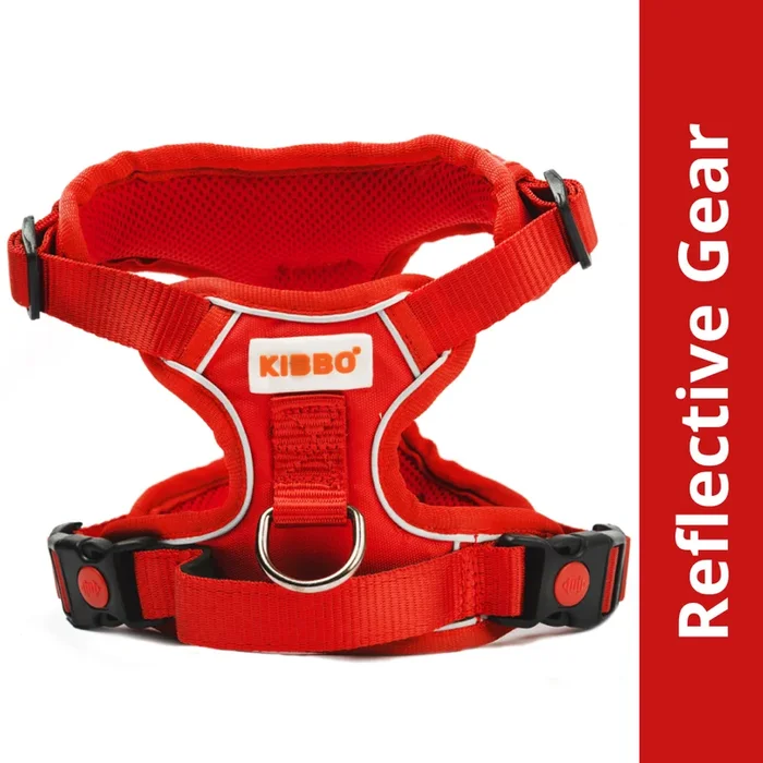 Kibbo Reflective Vest Harness with Dual Lock Buckle for Dogs (Red)