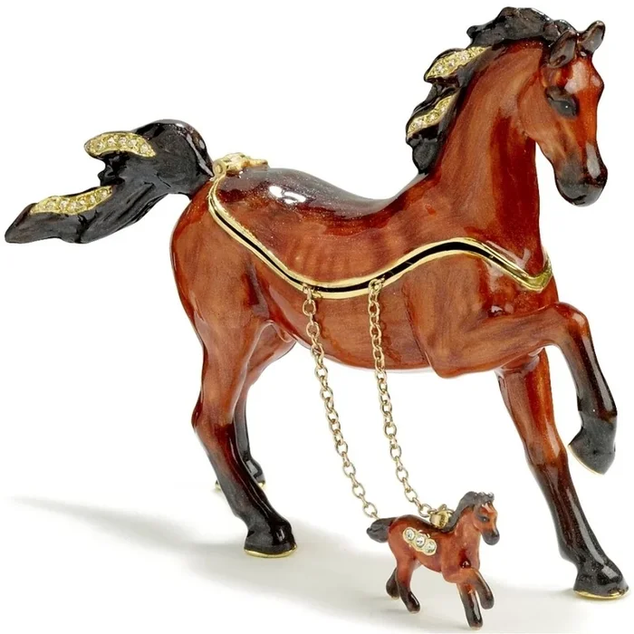 Kubla Crafts – Bejeweled Enamel Arabian Horse Box Jewelry & Necklaces
