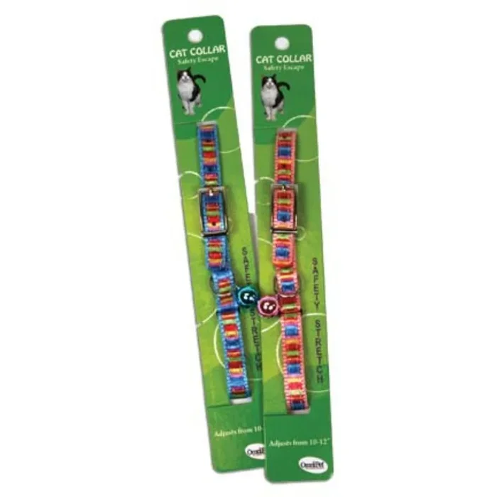 Leather Brothers – Cat Collar Nylon Stripes Multi Color and Bell