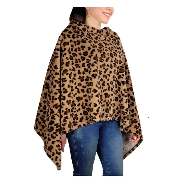 Leopard Lauren Faux Fur Poncho