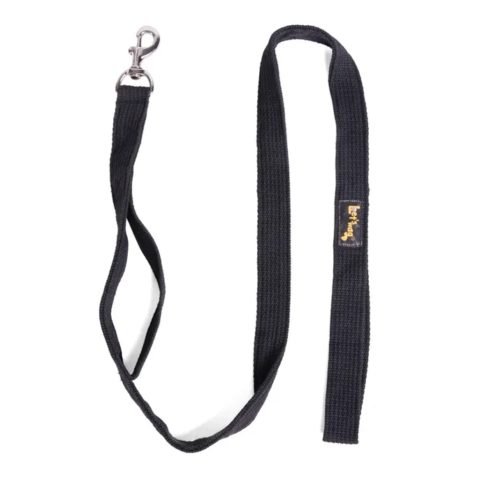 Let’s Wag Double Handle Fabric Leash for Dogs (Black)
