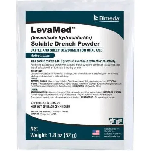 LevaMed Levamisole Soluble Drench Powder Wormer Cattle & Sheep Made in the USA