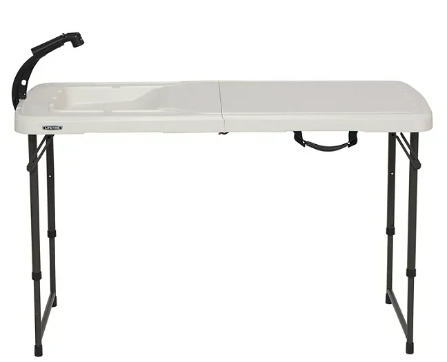 Lifetime 4-Foot Light Fold-In-Half Fillet Commercial Table, Almond
