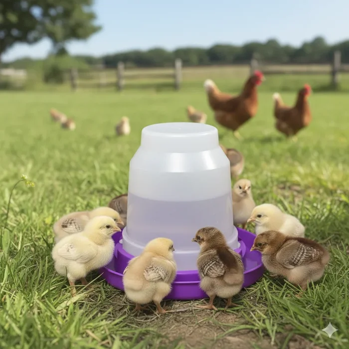 Little Giant 1-Gallon Plastic Nesting-Style Poultry Waterer Base and Water Jug Jar, Purple