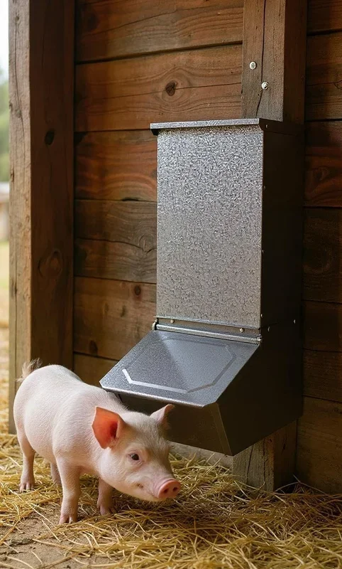 Little Giant Single Door Hog Feeder 50lb Capacity Steel Wall Mount Assembled