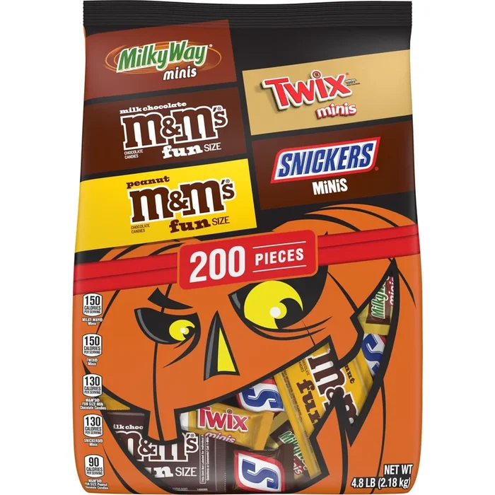 M&M’s, Snickers, Twix & Milky Way Chocolate Halloween Candy Variety Pack – 200 Ct Bulk Bag