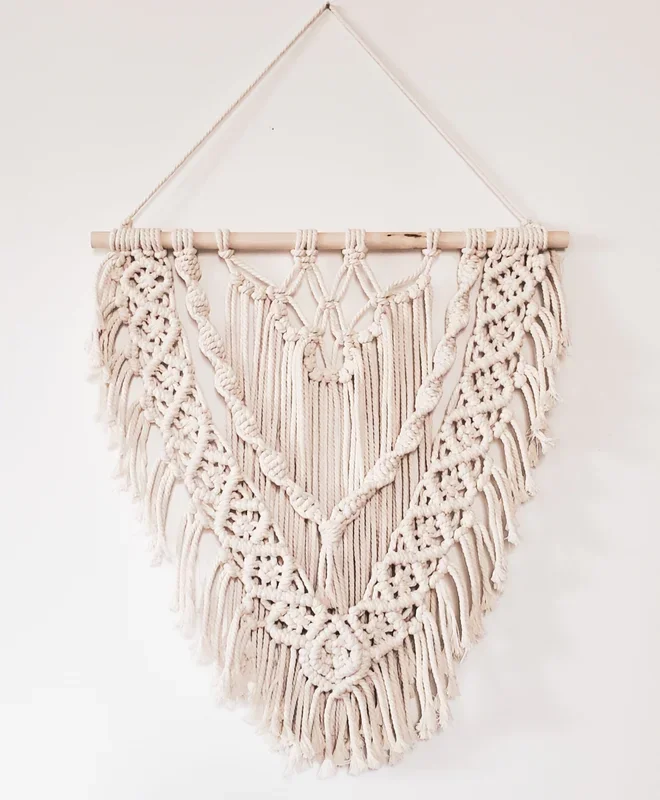 Macrame Wall Hanging – Classic Neutral Design – Handmade with Natural Cotton Rope Perfect for Home Decor