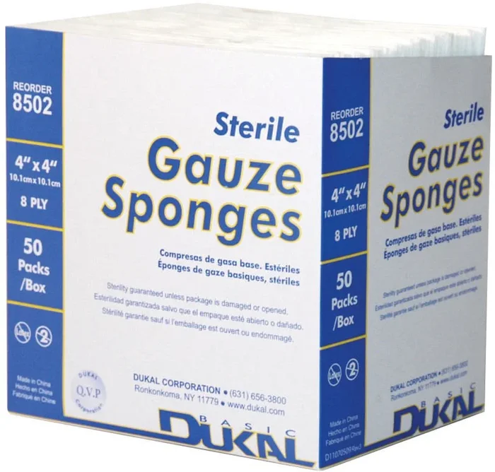 Medical Sterile Gauze Sponges 4″ x 4″ – Latex-Free 8-Ply Cotton Pads for Wound Care, 50 Count