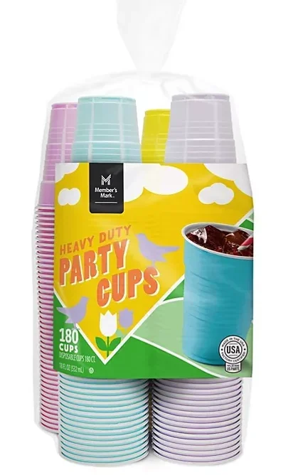 Member’s Mark Heavy Duty Plastic Cups, Spring Colors (18 oz., 180 ct.)