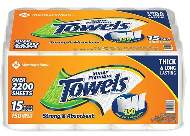 Member’s Mark Super Premium 2-Ply Select & Tear Paper Towels (150 sheets/roll, 15 rolls)
